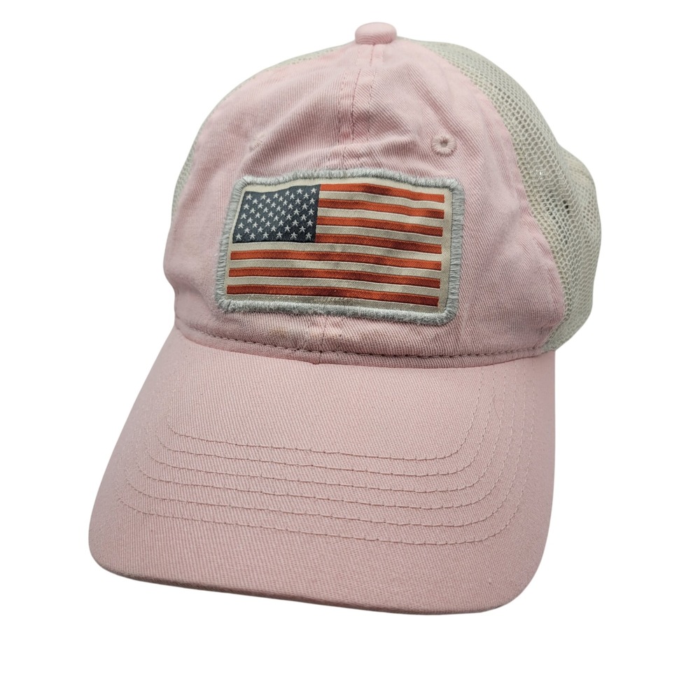 Outdoor Cap Pink Trucker Hat American Flag Patch Mesh‎ Back Adjustable